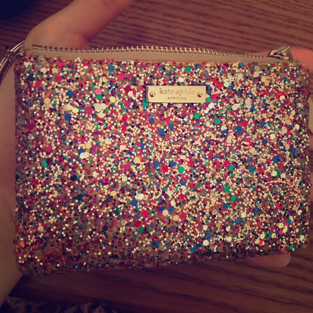 Glitter Kate Spade clutch wristlet